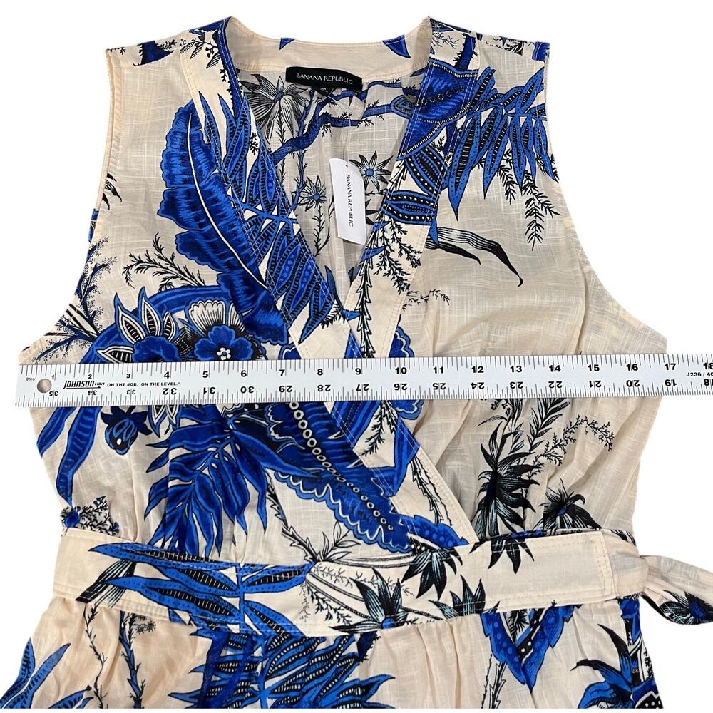 Banana Republic NWT Stampa Mini Dress Blue Floral Wrap V-Neck Medium - Picture 10 of 11
